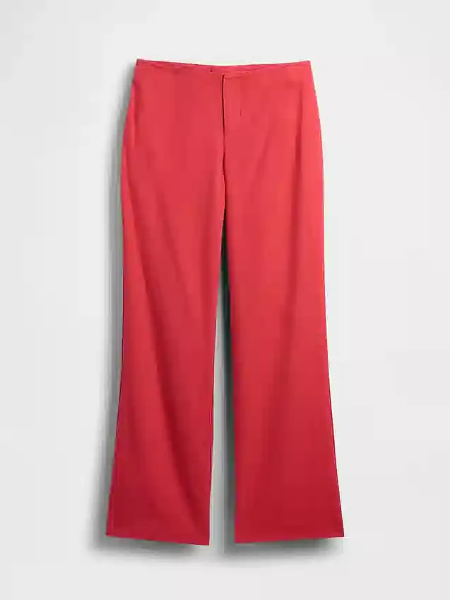 Pantalones acampanados de mezcla de lino de talle bajo