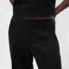 Pantalones acampanados de mezcla de lino de talle bajo