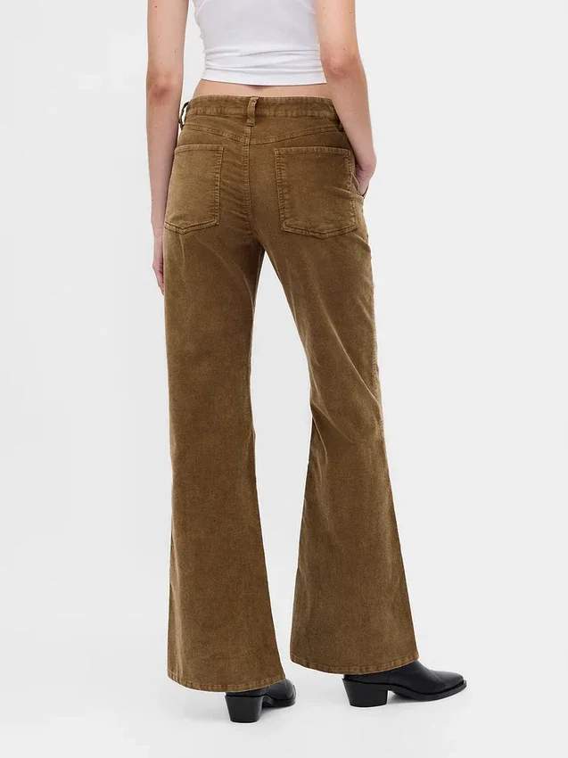 Pantalones acampanados de pana de talle medio
