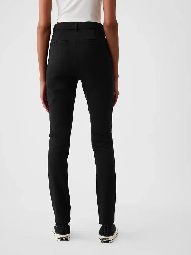 Pantalones ajustados de doble tejido de talle alto