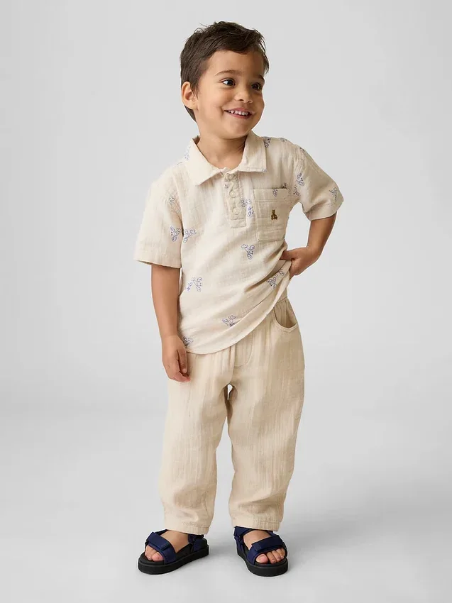 Pantalones anchos de gasa de algodón para bebés y niños pequeños