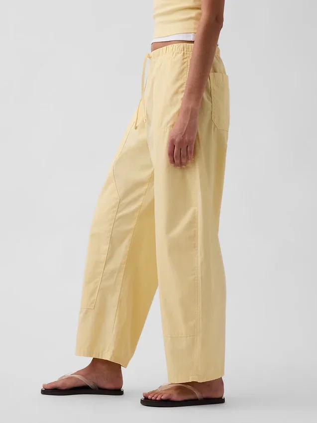 Pantalones anchos de popelín con doble refuerzo en las rodillas