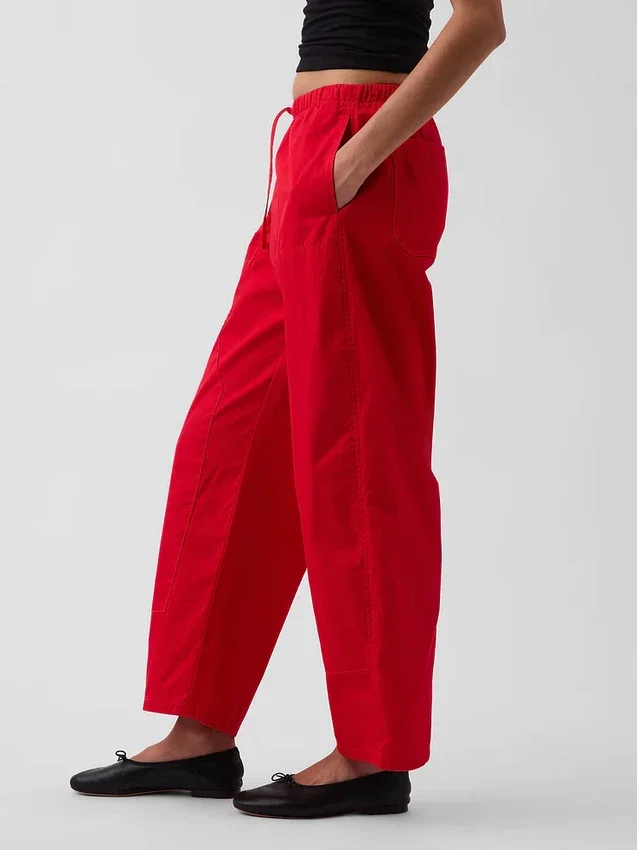Pantalones anchos de popelín con doble refuerzo en las rodillas