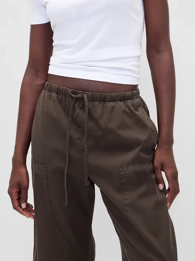 Pantalones anchos de popelín con doble refuerzo en las rodillas