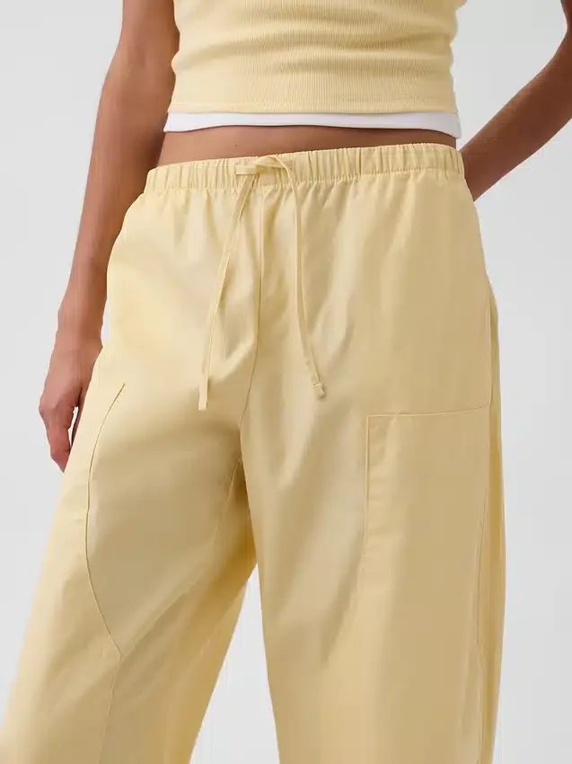 Pantalones anchos de popelín con doble refuerzo en las rodillas