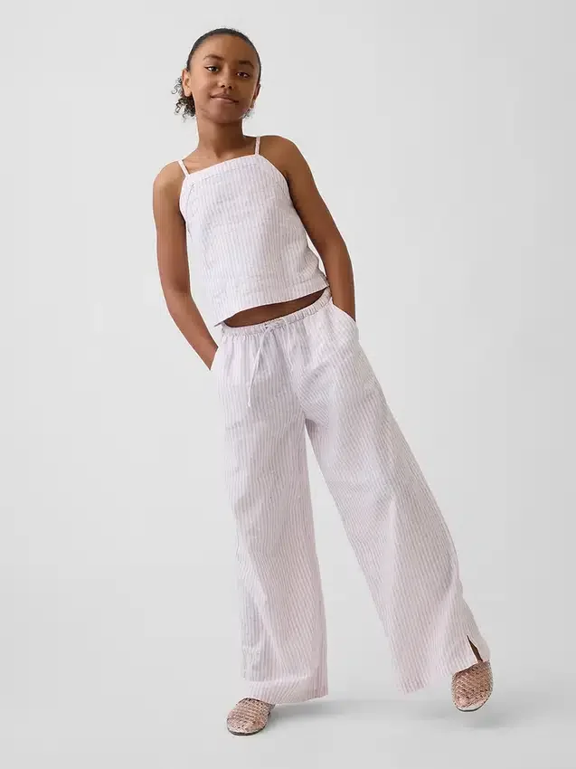 Pantalones anchos y cómodos de lino y algodón para niños