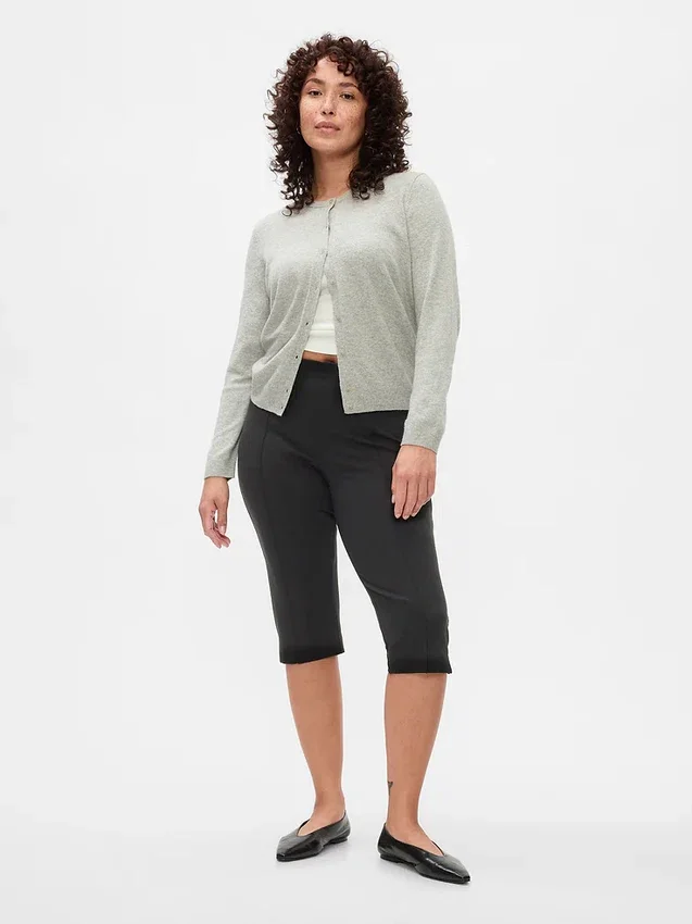 Pantalones capri de doble tejido y talle alto