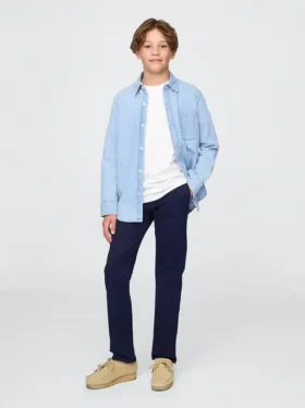 Pantalones caqui elásticos de corte recto para uniforme infantil