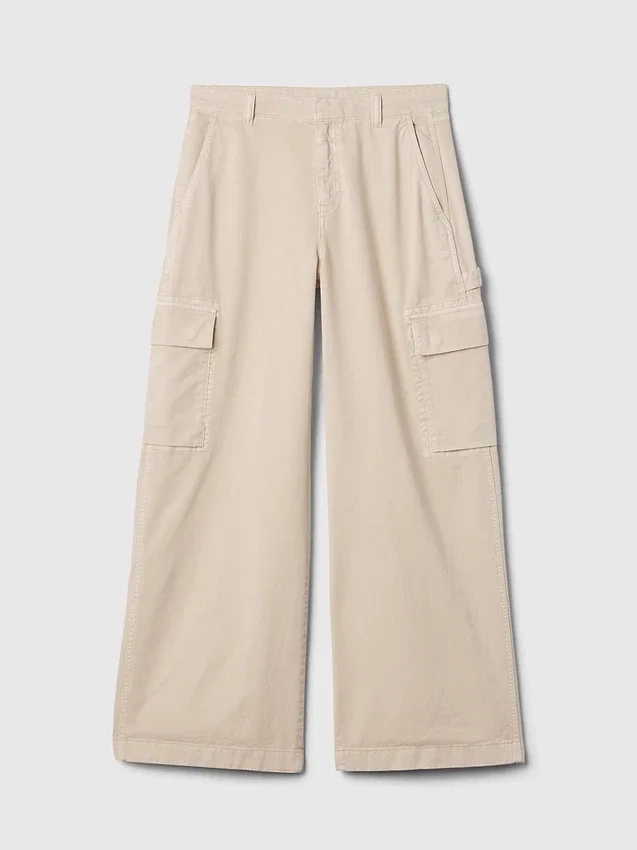 Pantalones caqui holgados de estilo cargo de talle medio