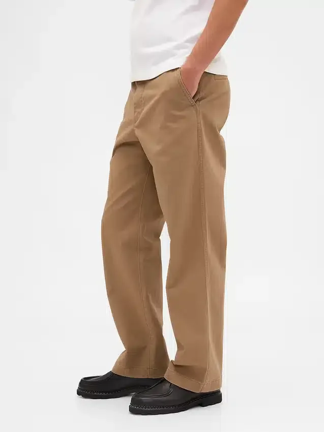 Pantalones caqui holgados de sarga pesada estilo años 90
