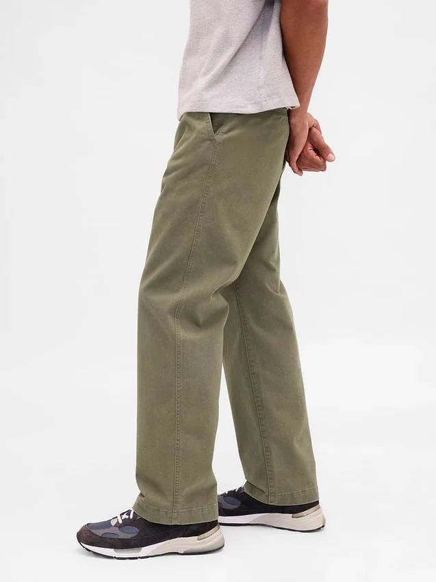 Pantalones caqui holgados de sarga pesada estilo años 90
