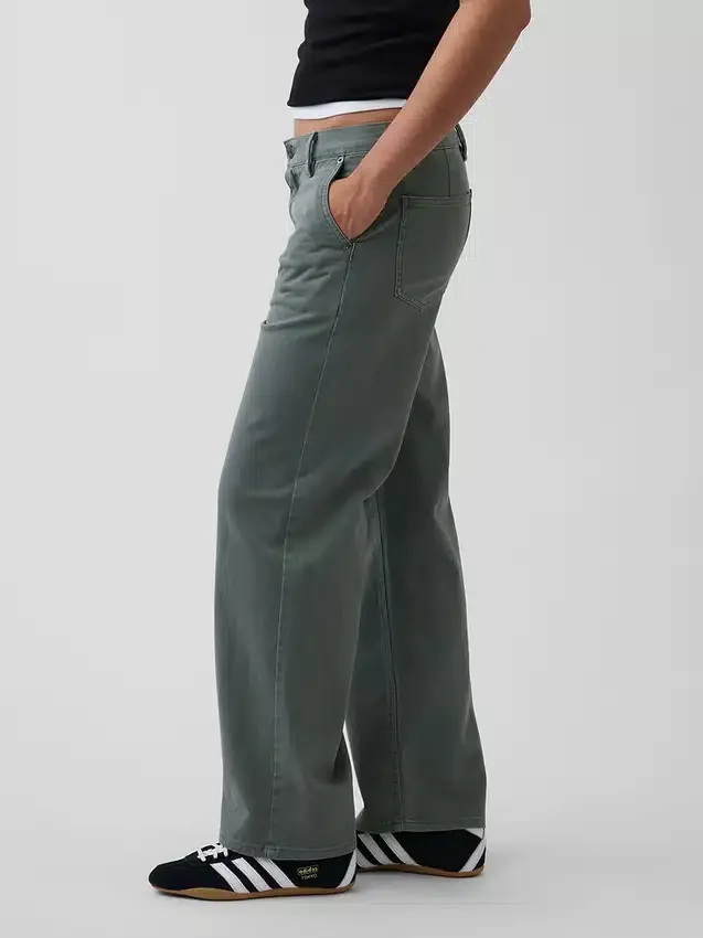 Pantalones caqui holgados de talle bajo estilo años 90