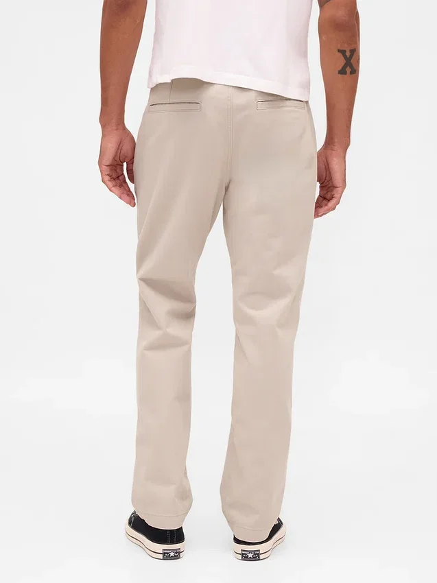 Pantalones caqui rectos de corte relajado en sarga pesada