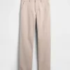 Pantalones caqui rectos de corte relajado en sarga pesada