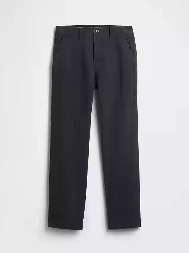 Pantalones caqui rectos de corte relajado en sarga pesada