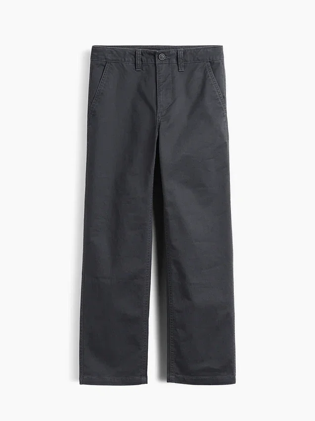Pantalones caqui rectos y holgados de estilo uniforme moderno para niños