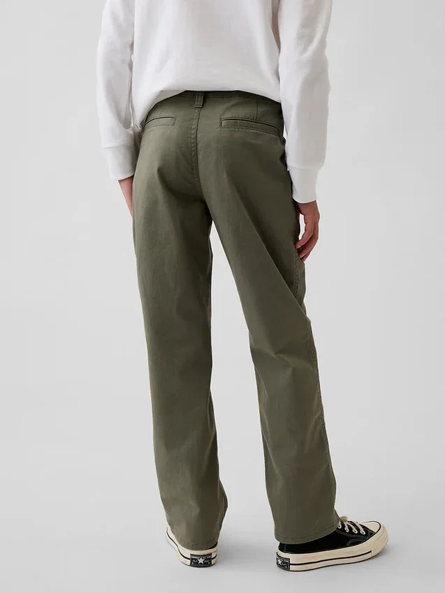 Pantalones caqui rectos y holgados de estilo uniforme moderno para niños