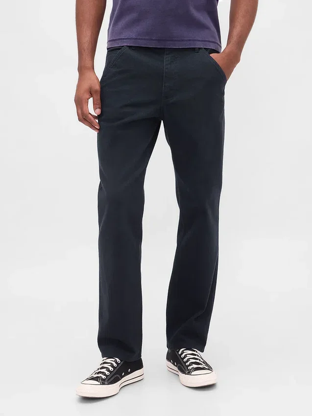 Pantalones caqui utilitarios de corte recto y estilo relajado