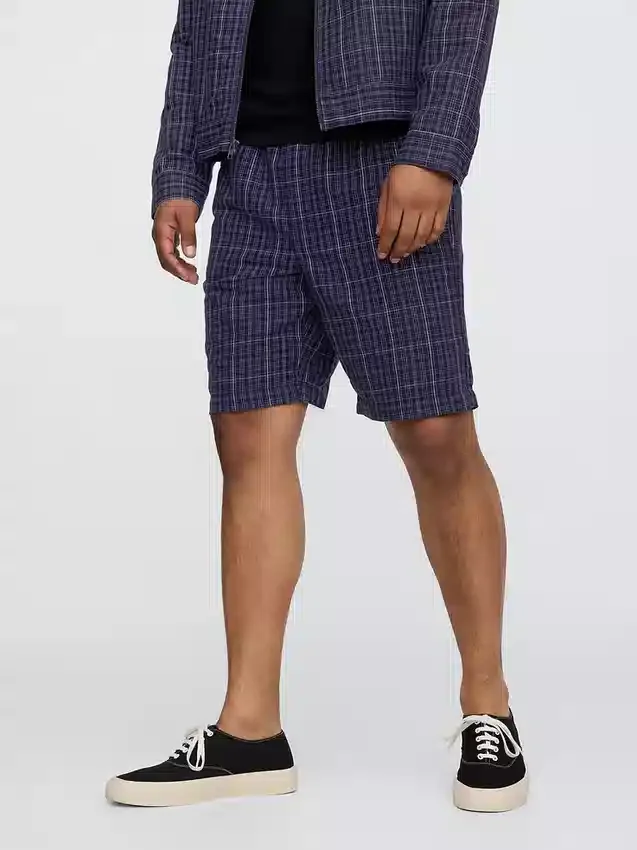 Pantalones cortos cómodos de lino y algodón de 9"
