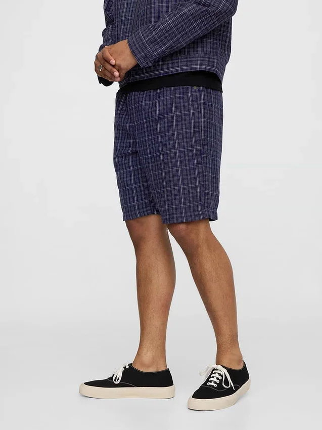 Pantalones cortos cómodos de lino y algodón de 9"