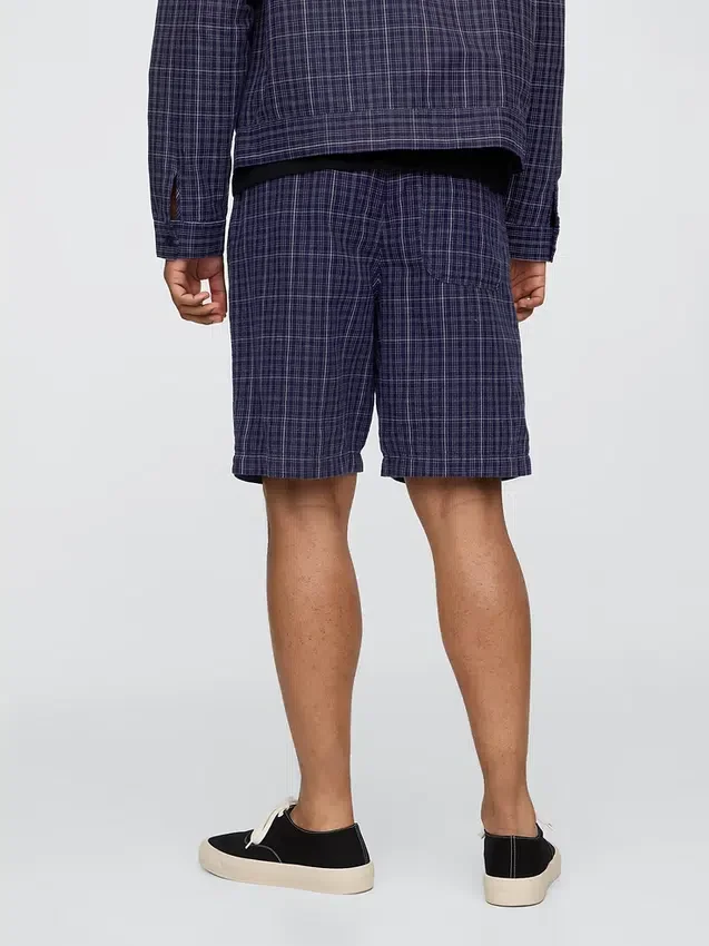 Pantalones cortos cómodos de lino y algodón de 9"