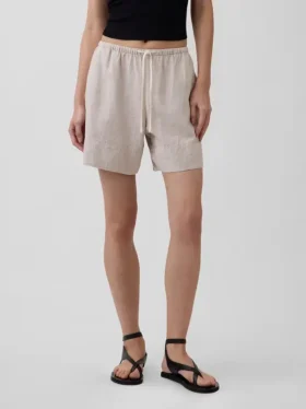 Pantalones cortos cómodos de mezcla de lino de 6″
