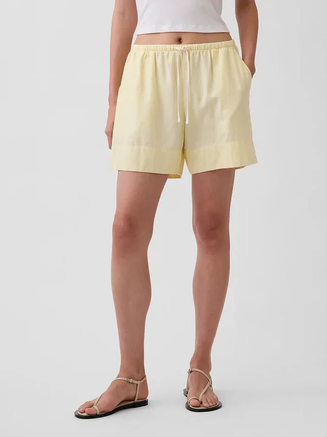 Pantalones cortos cómodos de mezcla de lino de 6"