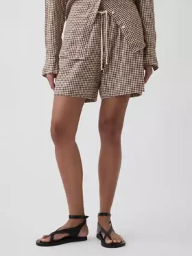 Pantalones cortos cómodos de mezcla de lino de 6″