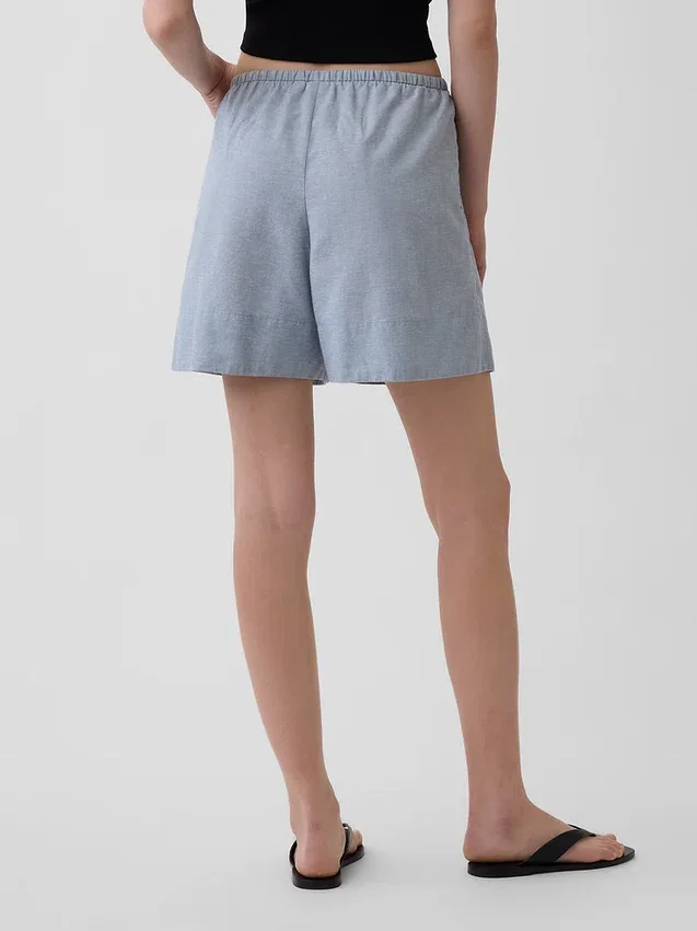 Pantalones cortos cómodos de mezcla de lino de 6"