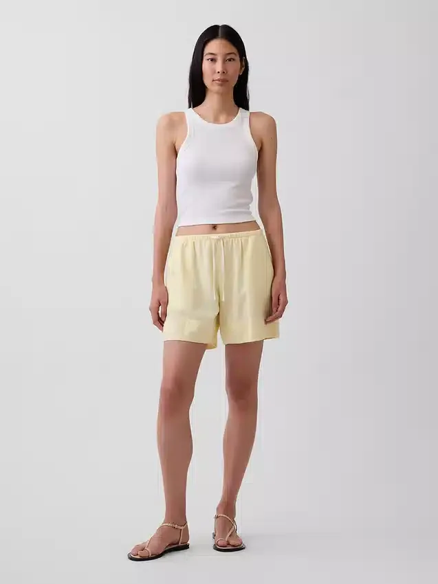 Pantalones cortos cómodos de mezcla de lino de 6"