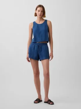 Pantalones cortos cómodos de mezclilla de gasa de algodón de 4"