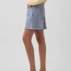 Pantalones cortos cómodos de tela de punto estampada estilo denim, de talle medio, de 5"
