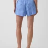 Pantalones cortos de 4" con estampado de cuadros en tela seersucker