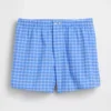Pantalones cortos de 4" con estampado de cuadros en tela seersucker