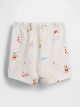 Pantalones cortos de algodón orgánico «Baby First Favorites» con osito de playa