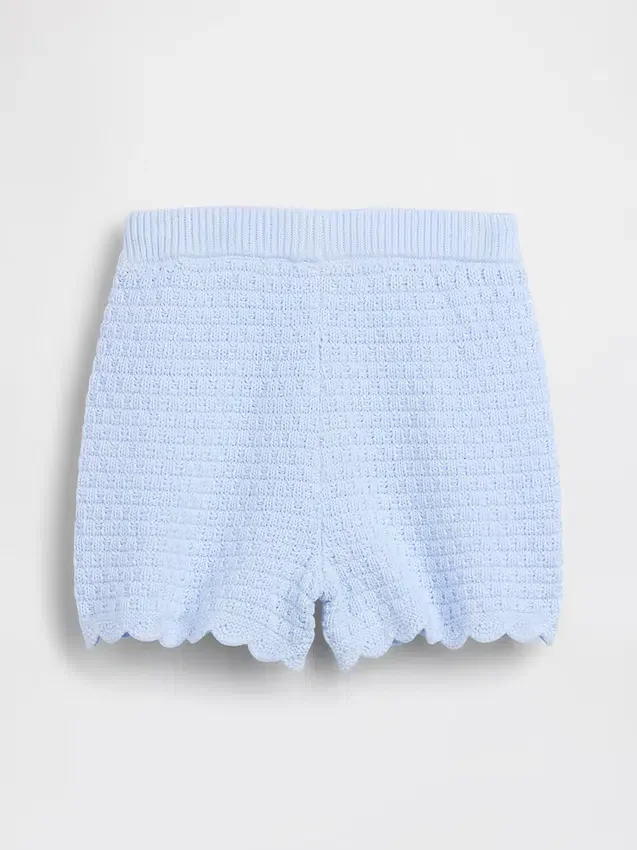 Pantalones cortos de ganchillo con dobladillo festoneado para bebés y niños