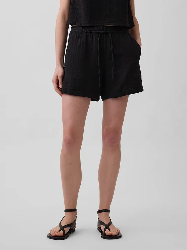 Pantalones cortos de gasa de algodón de talle medio de 4"