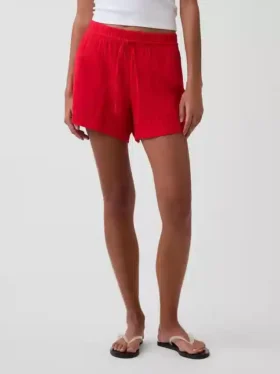 Pantalones cortos de gasa de algodón de talle medio de 4″