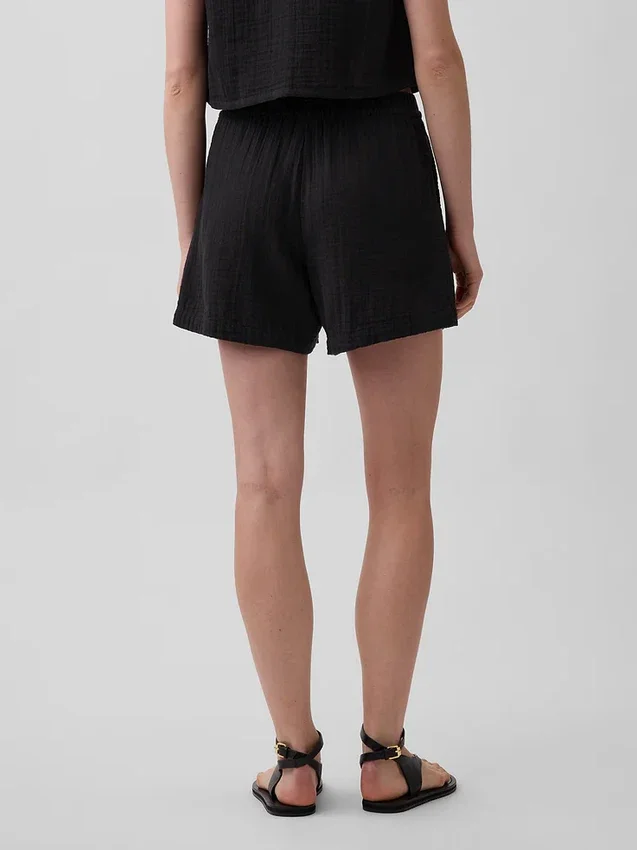 Pantalones cortos de gasa de algodón de talle medio de 4"