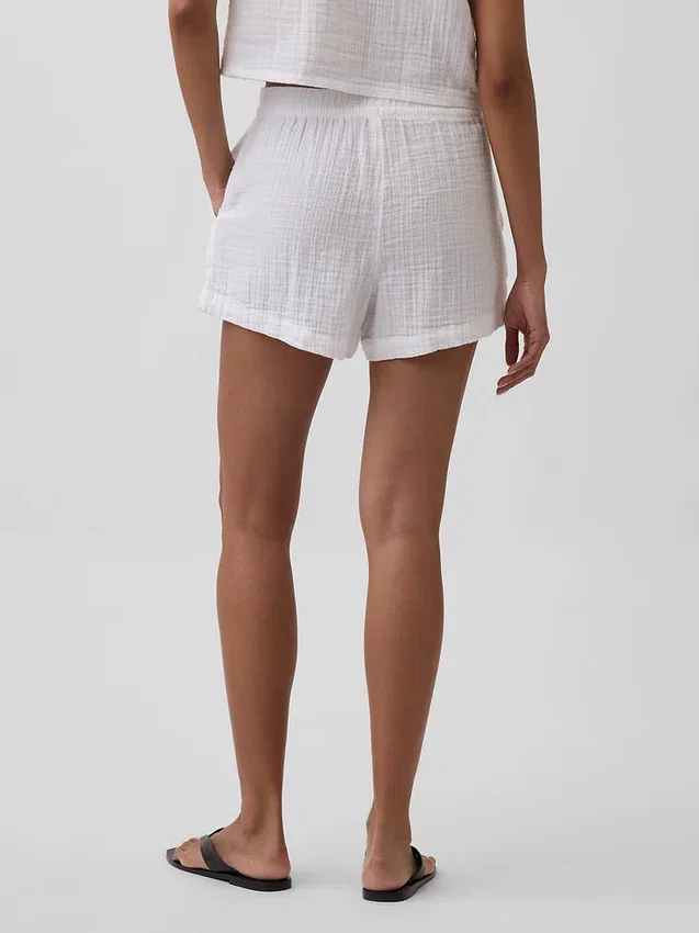 Pantalones cortos de gasa de algodón de talle medio de 4"