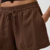 Pantalones cortos de gasa de algodón de talle medio de 4"