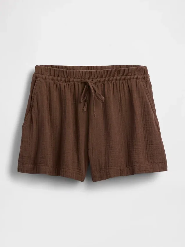Pantalones cortos de gasa de algodón de talle medio de 4"