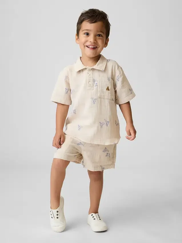 Pantalones cortos de gasa de algodón estampados para bebés y niños, de poner