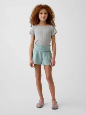 Pantalones cortos de gasa de algodón para niños con dobladillo de mariposa