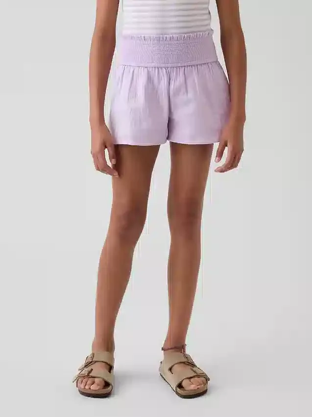 Pantalones cortos de gasa de algodón para niños con dobladillo de mariposa