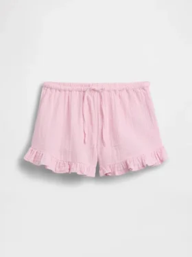 Pantalones cortos de gasa de algodón para niños con volantes