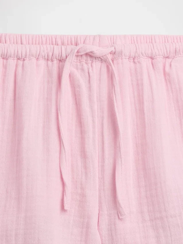 Pantalones cortos de gasa de algodón para niños con volantes