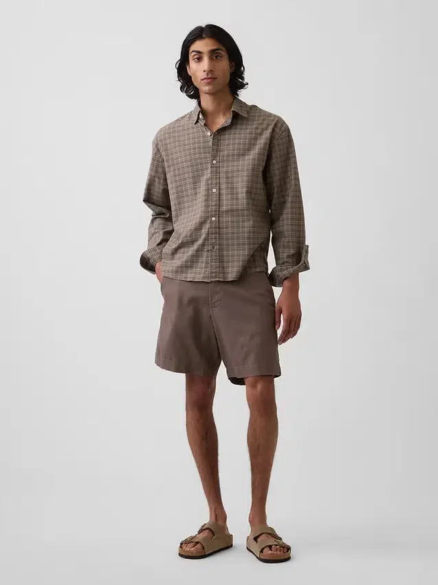 Pantalones cortos de lino y algodón de 7.5"