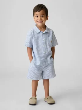 Pantalones cortos de lino y algodón para bebés y niños pequeños