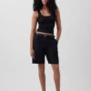 Pantalones cortos de mezcla de lino de 9" de talle bajo